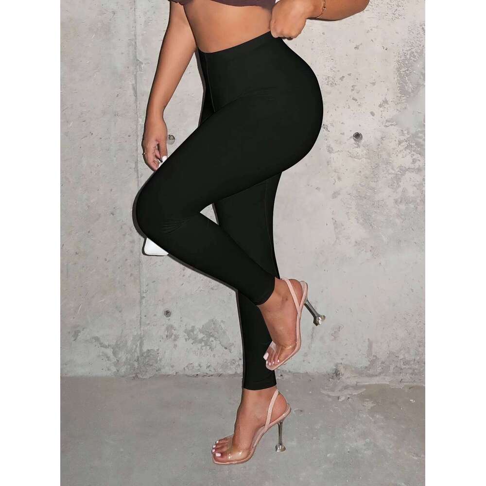 Women Solid High Leggings Sexy Elastic Waist Casual Yoga Pants at all seasons 26Y0313