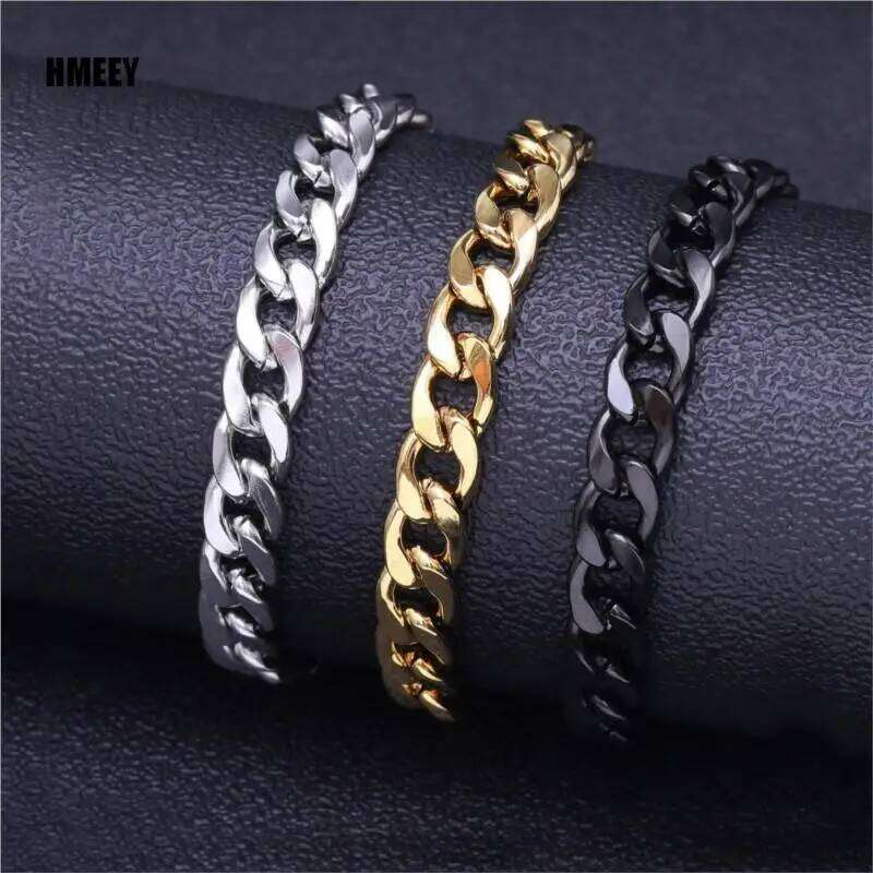Hmeey Stainless Steel Chain Necklace Long Hip Hop for Women Men on The Neck Fashion Jewelry Gift Accessories Silver Color Choker H260312