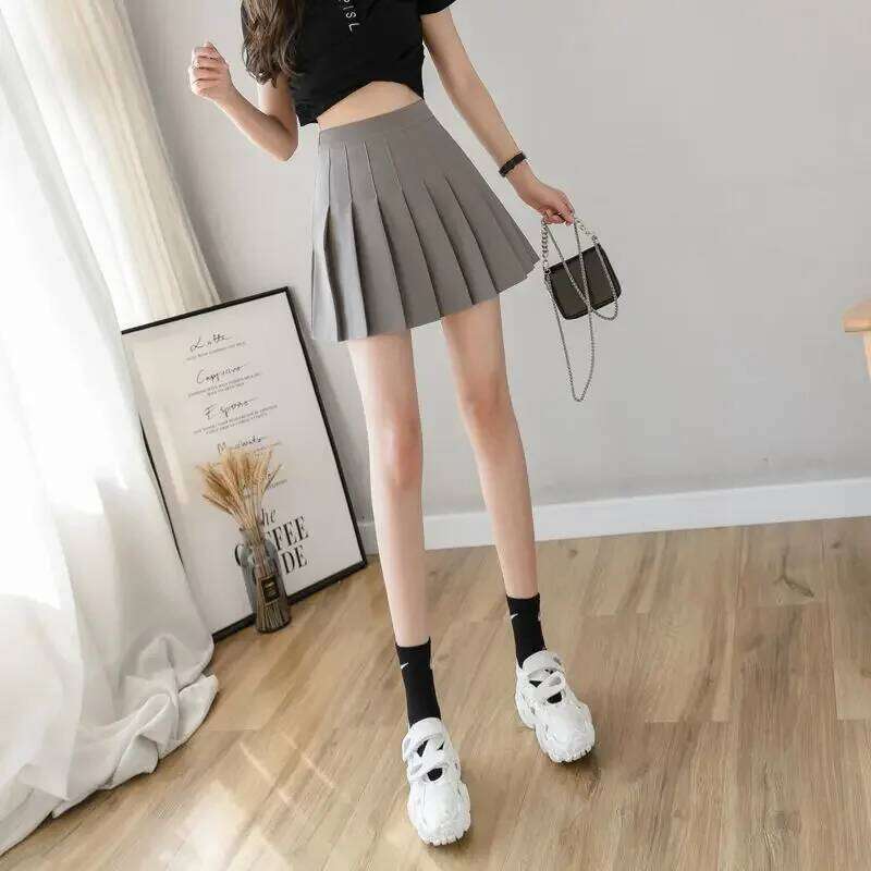 2024 Summer New High Waist Slimming Solid Color A-line Skirt Women's Fashion Sports Tennis Badminton Academy Style pleated skirt Z260314