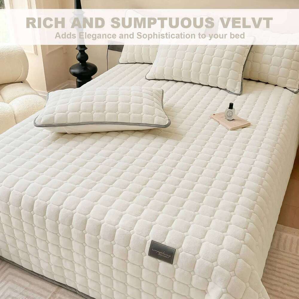 Quilt King Size Lightweight Velvet Comforter Oversized Bedspread Coverlet Quilted Bedding Set 2 Pillowcase H260312 - view 7