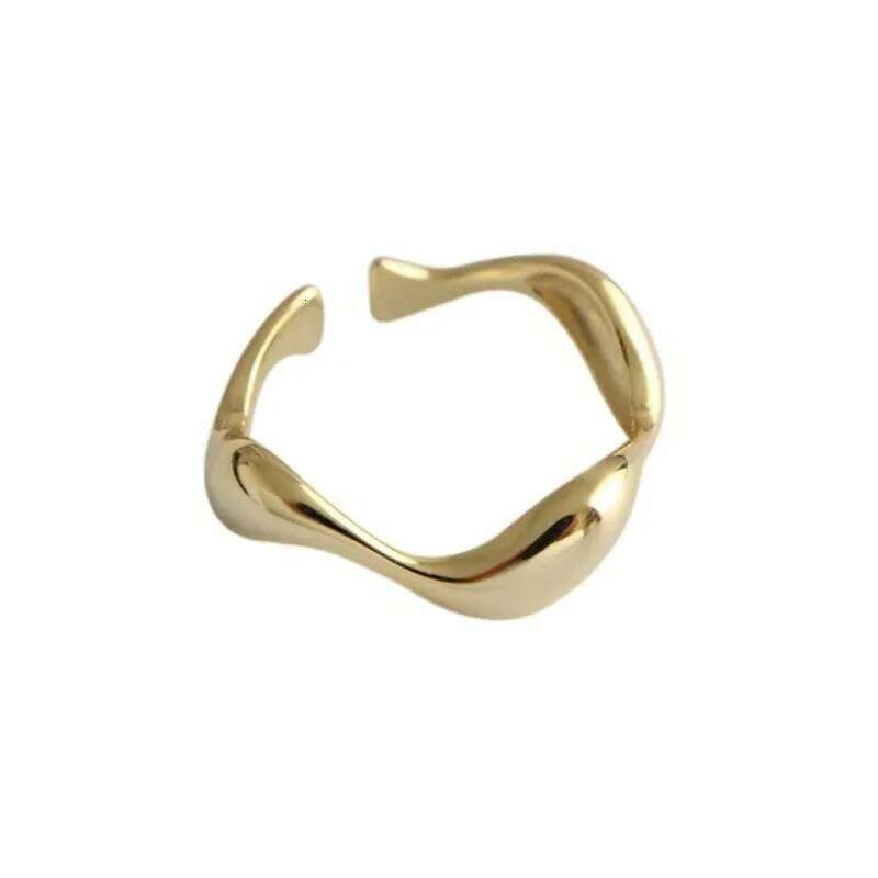 Irregularity Wavy Geometric Line Couple Rings for Women Men Temperament Classic Gold Color Stainless Steel Finger Jewelry Gift H260312
