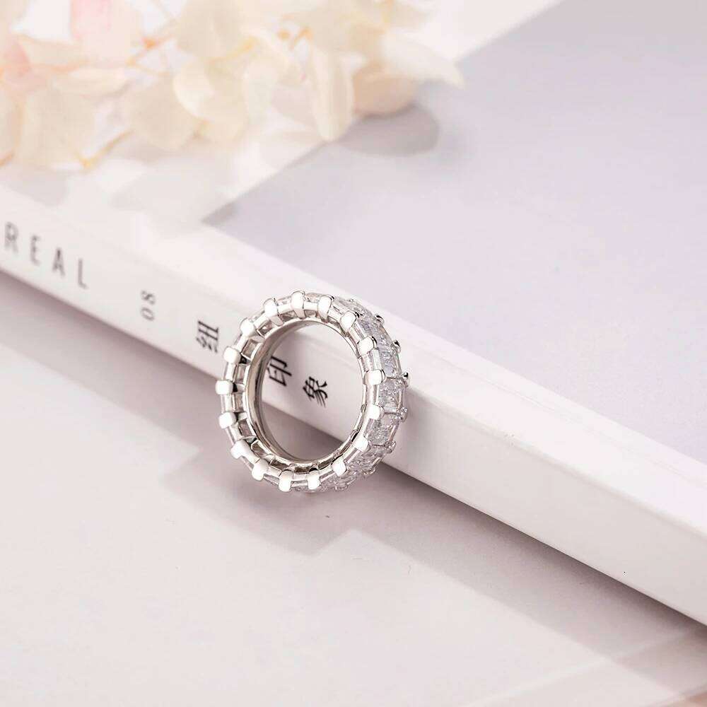 Eternity 925 Sterling Silver Engagement Wedding Band Rings for Women Bridal Emerald cut Diamond Promise Party Jewelry Gift H260312