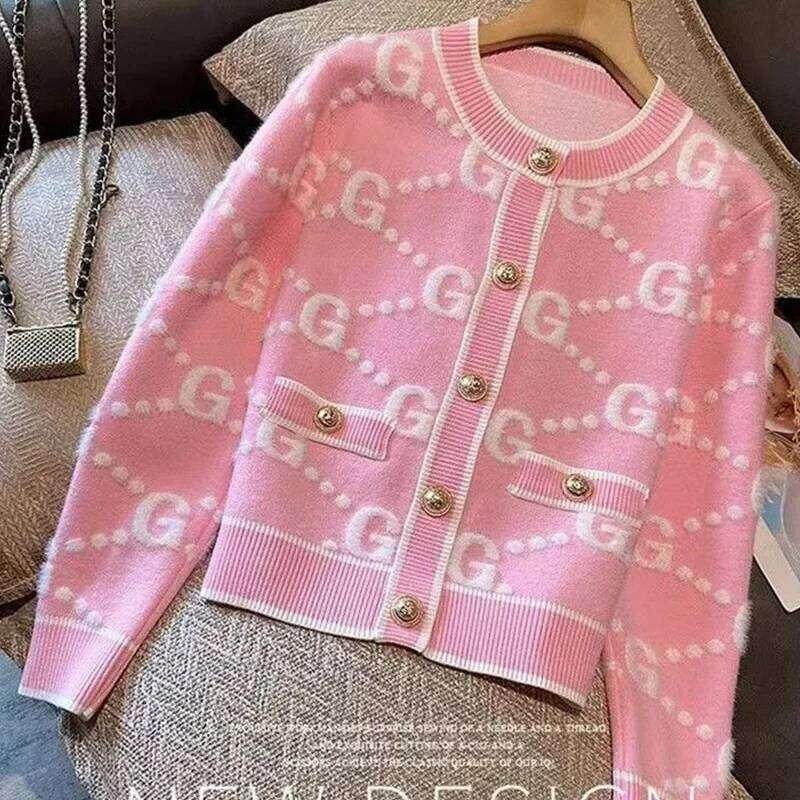 O-neck Sweater Femme Fashion Letter Patchwork Knitting Cardigan Fashionable Coat Top Tee Women's Autumn Winter Sweet Buttons Z260313