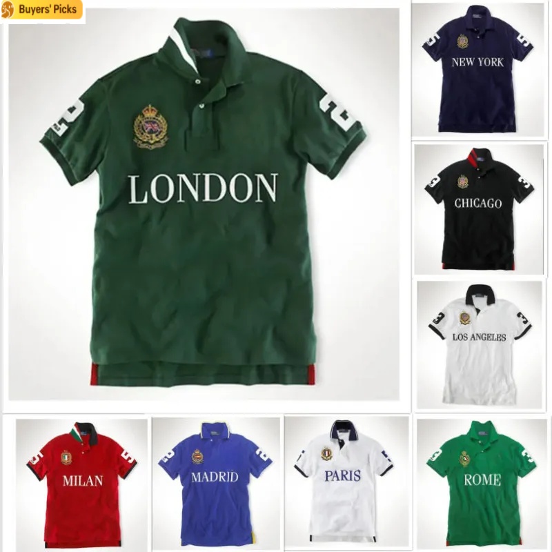 Mens Polos shirt designer Mens t shirts Tees Luxury lapel Tees Embroidery RL Womens Letter Pure Cotton T-shirts Printing Black White Summer Casual Short sleeve