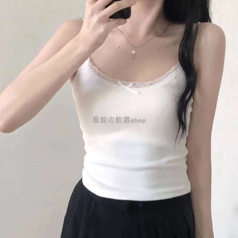 1pcs Girls Cute Padded Tank Women Lace Casual Strap Top Vest Female Camisole With Removable Built In Bra Clothing