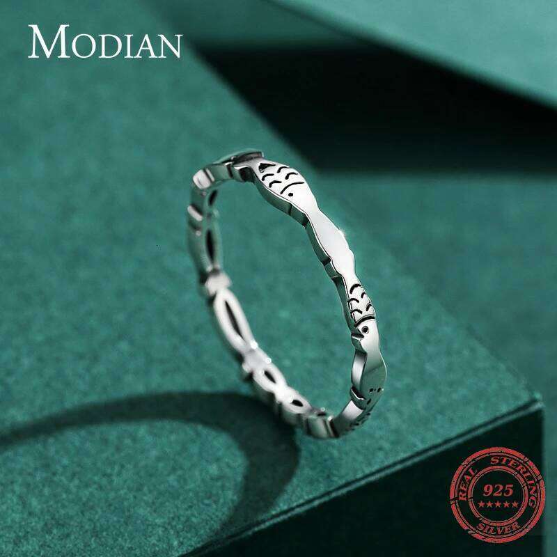 Modian Novel Fish Stackable Ring Real 925 Sterling Silver Fashion Special Animal Finger Rings Minimalist Jewelry For Women Gift H260312