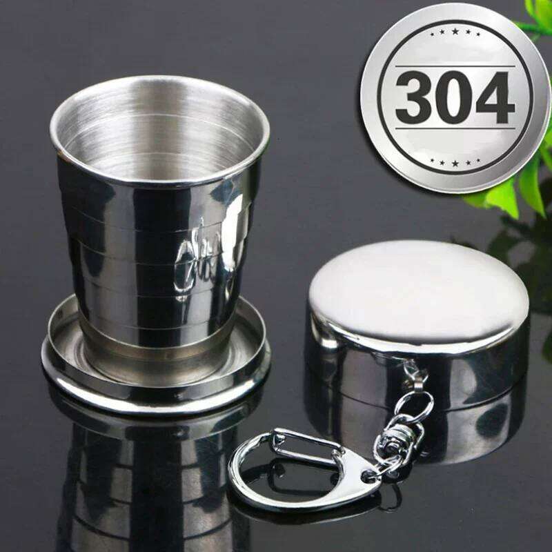 75ml/150ml/250ml Stainless Steel Folding Cup Portable Retractable Telescopic Cups For Outdoor Travel Camping Tool With K Z260313