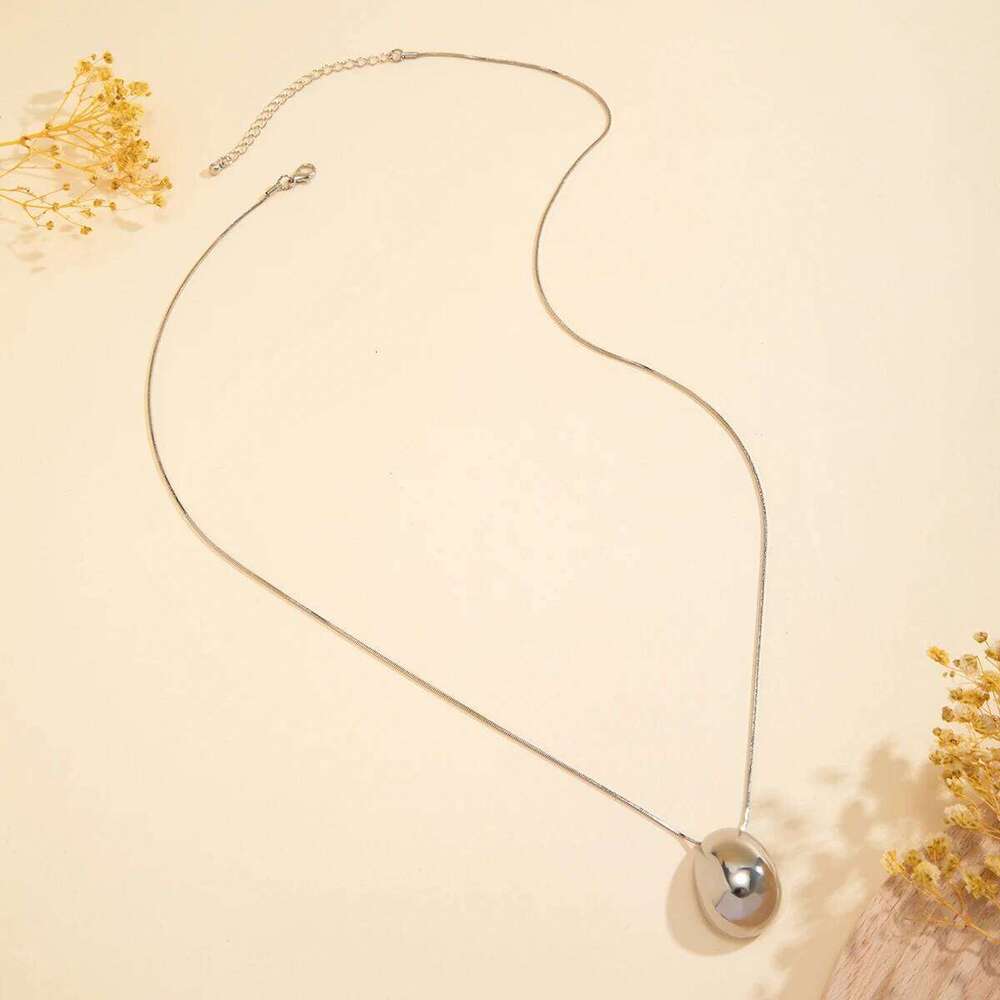 Long with Surface Elliptical Ball Pendant Necklace for Women Elegant Ladies Sweater Chain Accessories Fashion Jewelry Gift H260312
