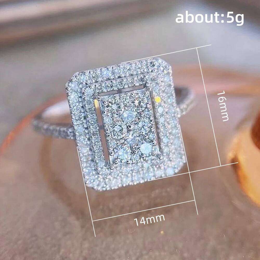 Huitan Sparkling Cubic Zirconia Rings for Women Trendy Square-shaped Wedding Bands Accessories High Quality 2022 Jewelry H260312