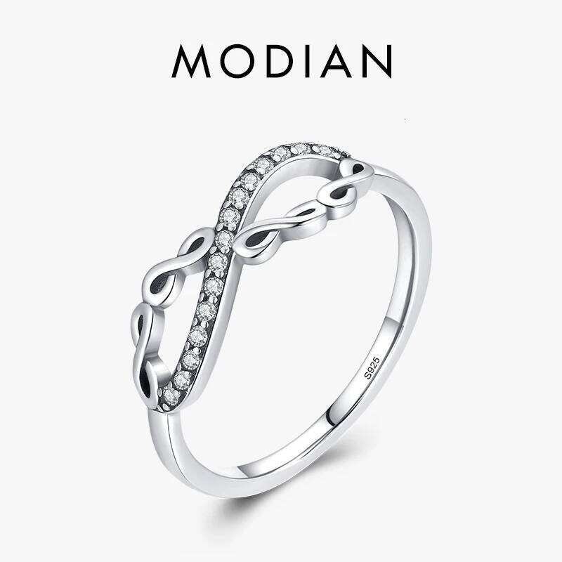 Modian Original 925 Sterling Silver Infinite Simulated Diamond Finger Ring Vintage CZ Fine Jewelry For Women Party Gifts H260312