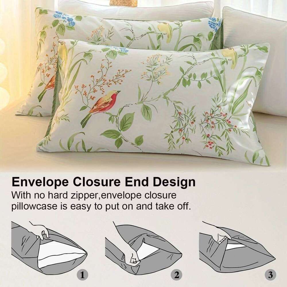 3pcs/set Leaf Floral Pattern Set1 & 2 PillowcaseSoft And Skin-Friendly Duvet Cover Bedding Set For H260312 - view 5