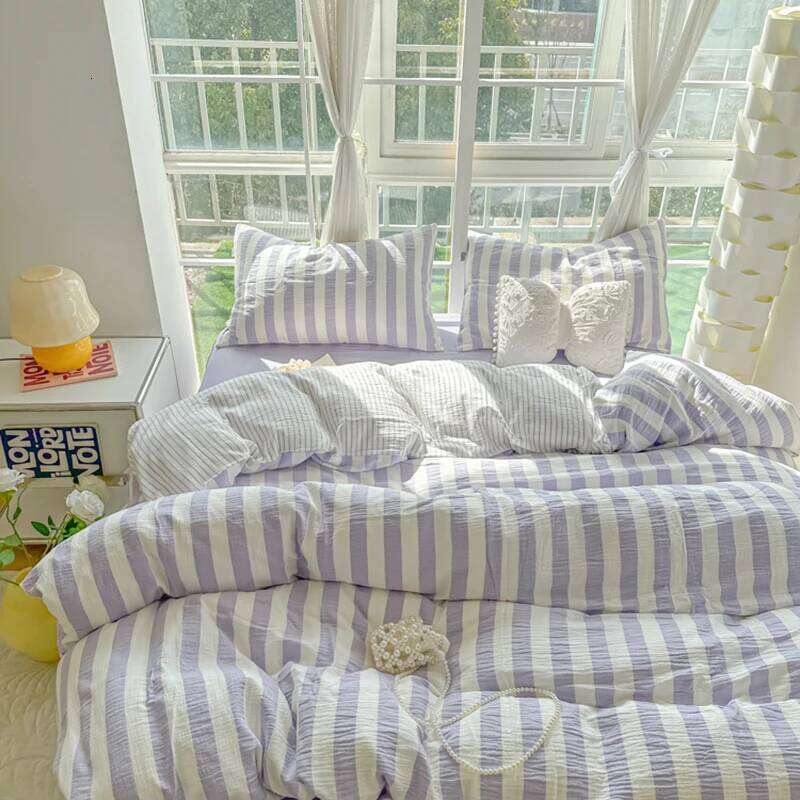 Nordic Ins Popular Striped Duvet Cover Bed Sheets Set Single Twin Full Queen Size Skin-Friendly Soft Bedding H260312 - view 5