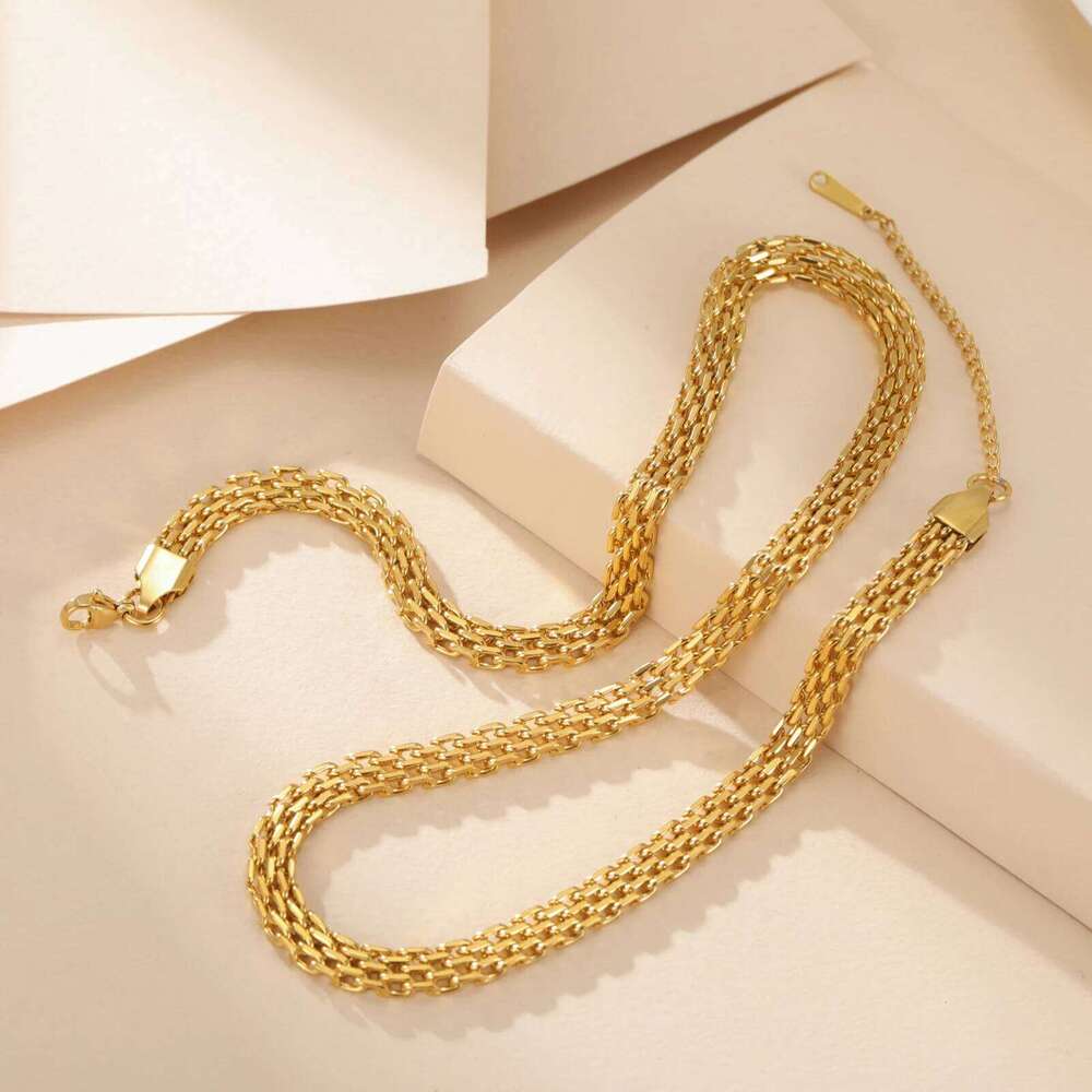 Fashion mesh chain 6MM/8MM wide necklace stainless steel fashion simple jewelry gift H260312