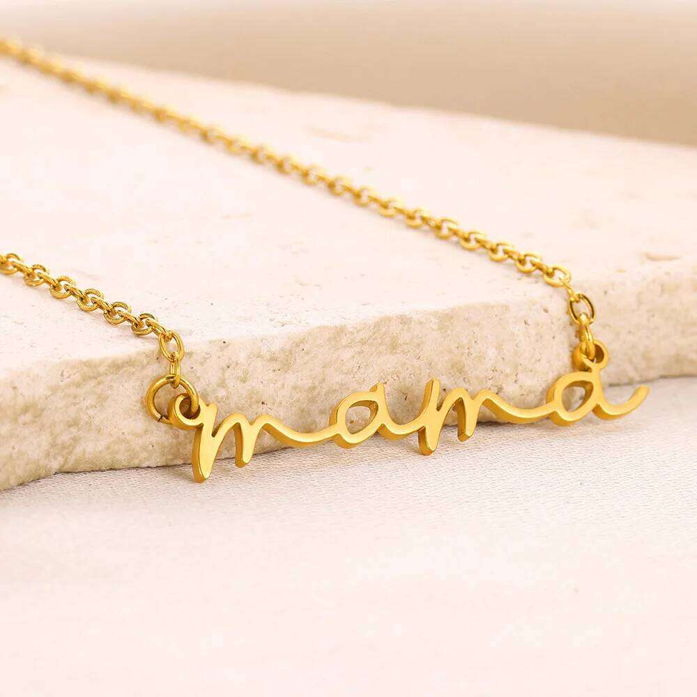 Mom Gift Tiny Mama Letter Necklace Minimalist Necklaces Gold Color Stainless Steel Dainty Mothers Chain Choker Fashion Jewelry H260312