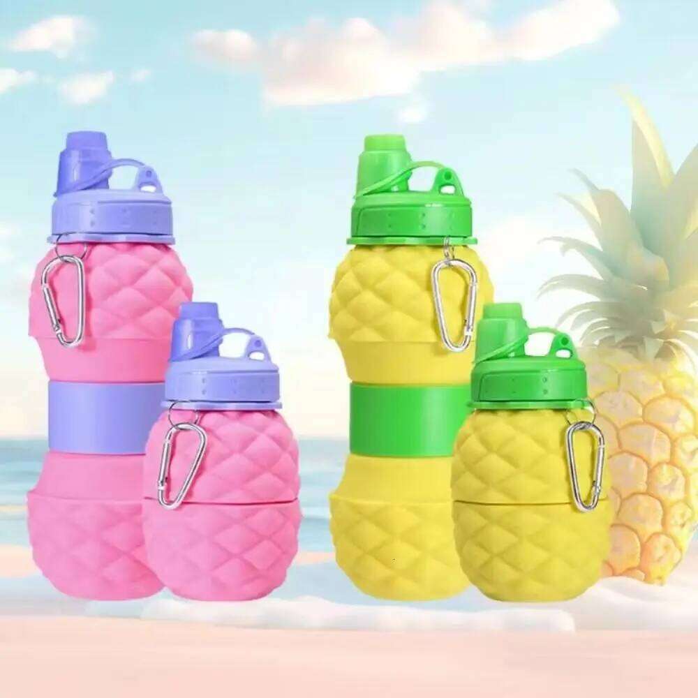 700ml Collapsible Bottles Reusable Pineapple Shape Silicone Bottle Retractable Creativity Hiking Water Cup Outdoor Z260313