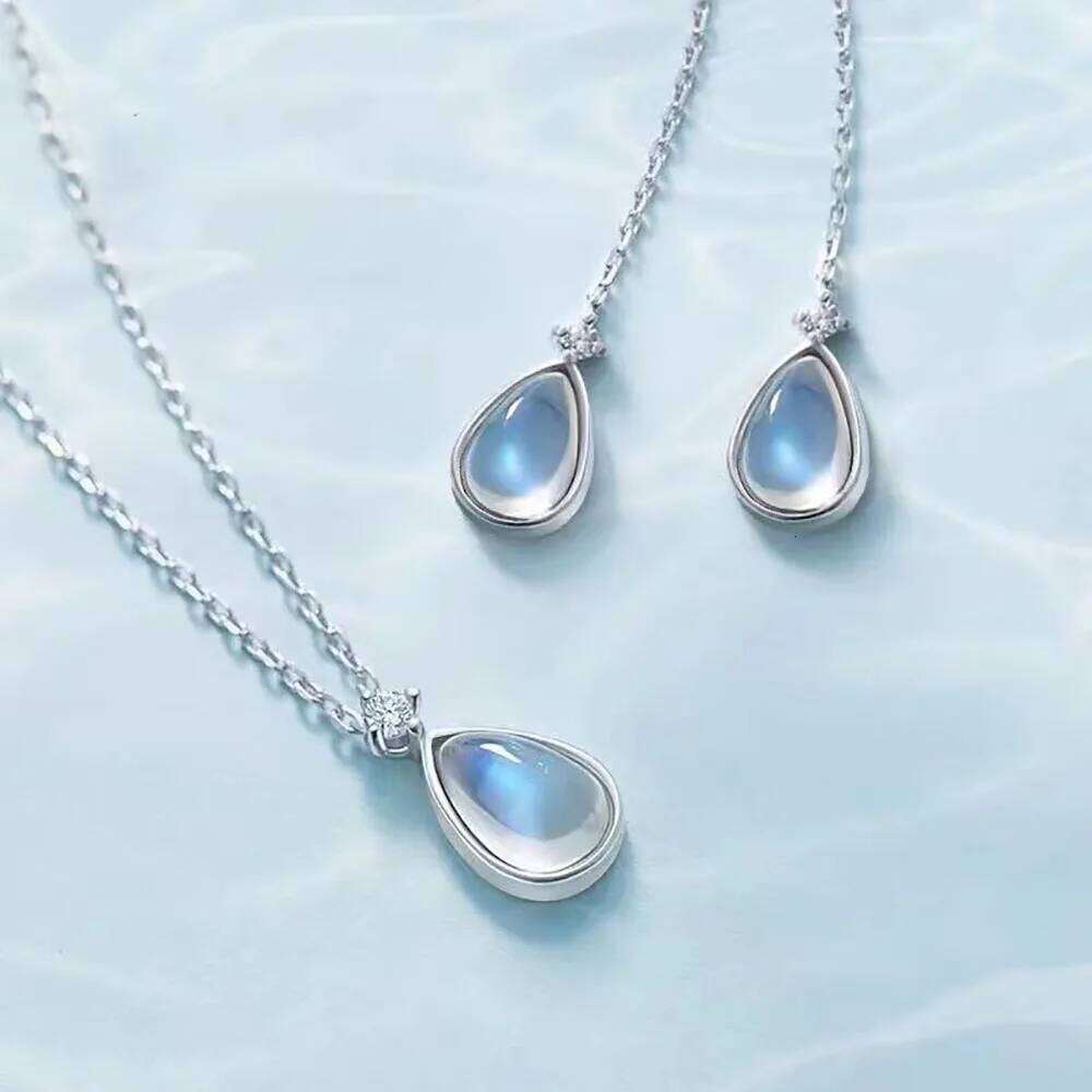 Moonstone Necklace Thin Chain Dainty Teardrop Pendant Hypoallergenic Women Neck Jewelry Elegant Gift for Girls Teens H260312