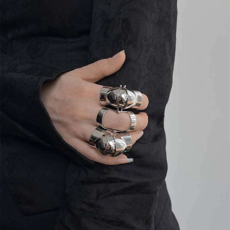 Armour Punk Gothic Rock Scroll Joint Armor Knuckle Knight Metal Multilayer Finger Rings Cosplay Jewelry H260312