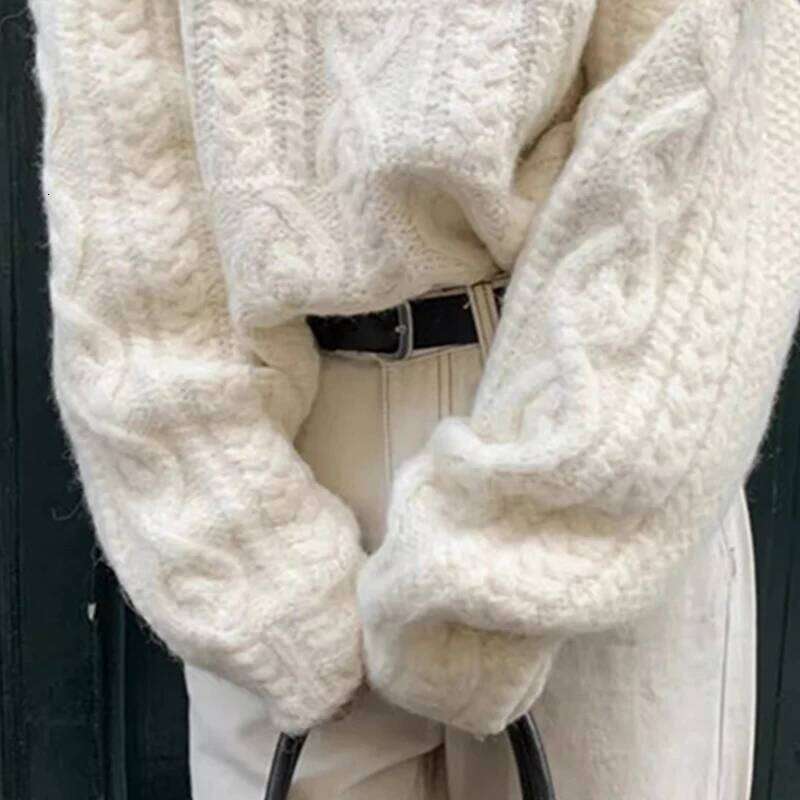 Autumn Winter Thicken Warm Cropped Knitted Pullover Women Japanese Twist Sweater Woman Lazy Style Baggy O-Neck Jumpers Z260313