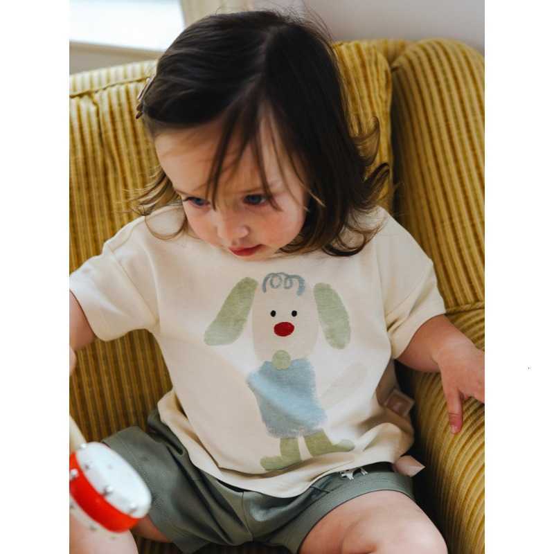 T-shirts Boys' and girls' short-sleeve T-shirts summer baby tops children's half-sleeve Korean-style printed cartoon pure cotton round-