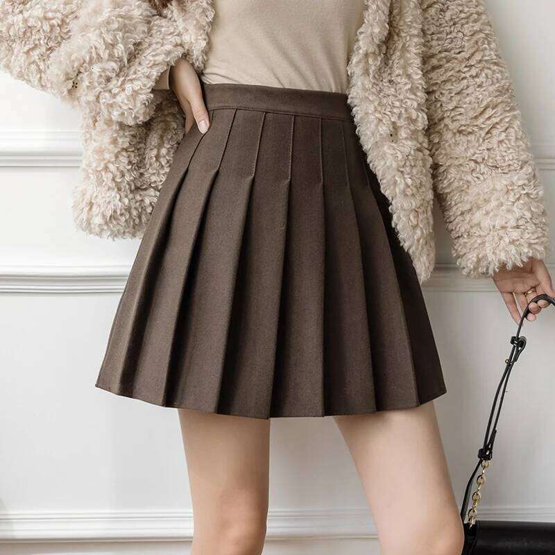 Autumn Winter Woolen Mini Pleated Skirts Women Fashion High Waist Loose A-Line Short Skirt Kawaii School Skater Falda Plisada Z260314