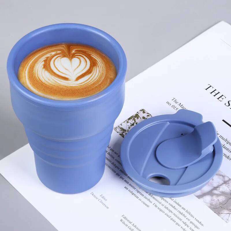 Reusable Silicone Collapsible with Lid Camping 375ml 16oz Portable Folding Coffee Cups for Travel -40-200C Z260314