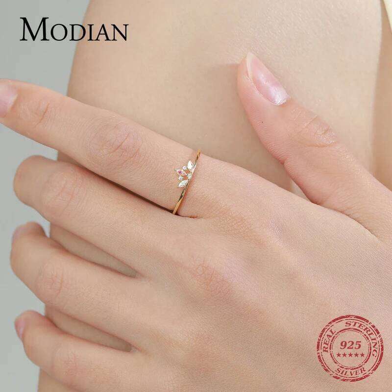 MODIAN Delicate Small Crown 925 Sterling Silver Finger Ring With Rainbow Fire Color Zircon For Women Fashion Jewelry Anel H260312