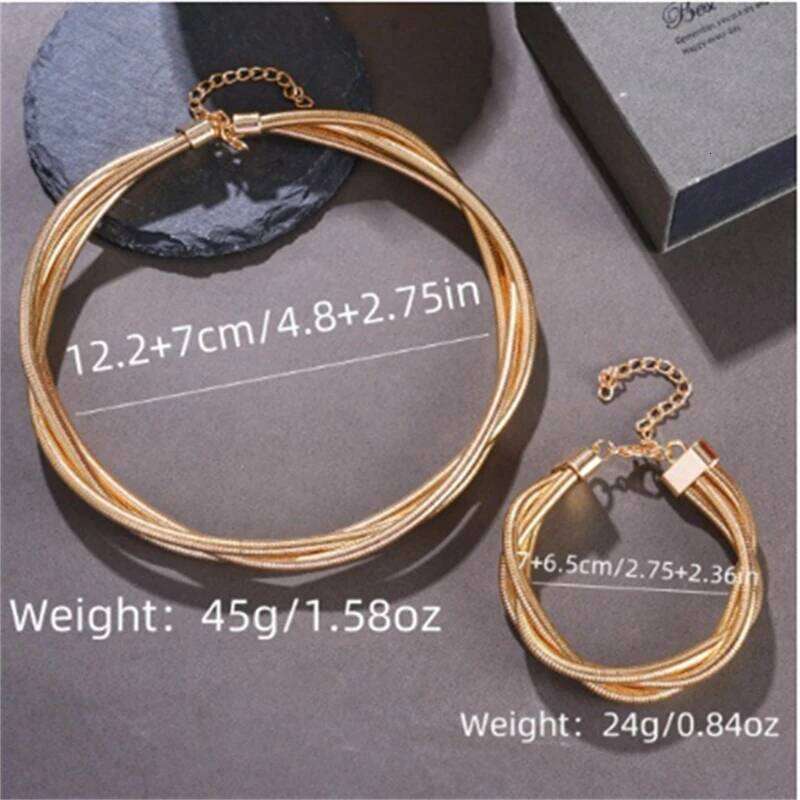 European American Multi-layer Winding Versatile Necklace for Women Fashion Personality Geometric Neck Chain Jewelry Accessories H260312