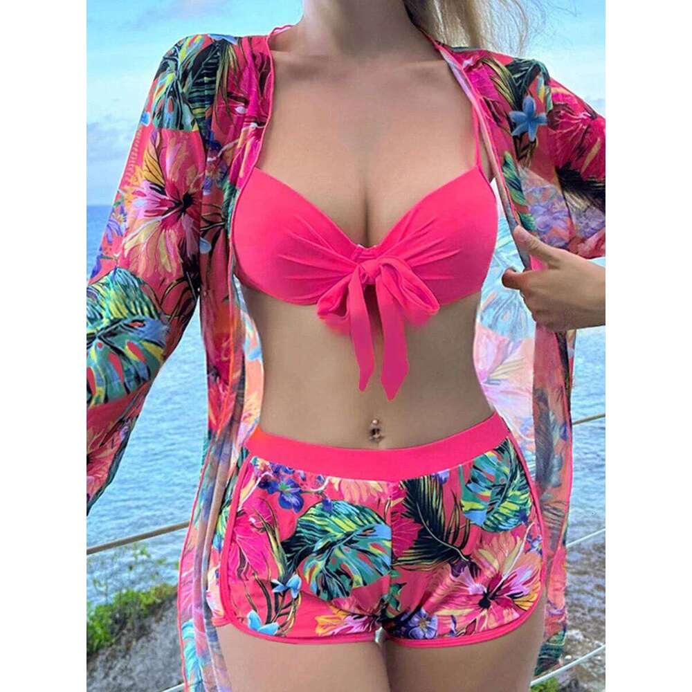 2026 String Three Piece High Waist Bikini Women Push Up Swimwear Female Swimsuit Bathers Bathing Swimming Suit Beachwear Summer Y260303