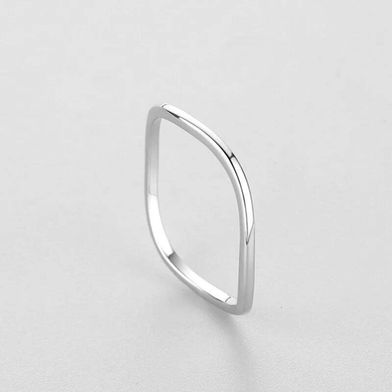 Ailmay Real 925 Sterling Silver Minimalist Fashion Smooth Wave Stackable Ring Women's Party Accessories Jewelry Gift H260312