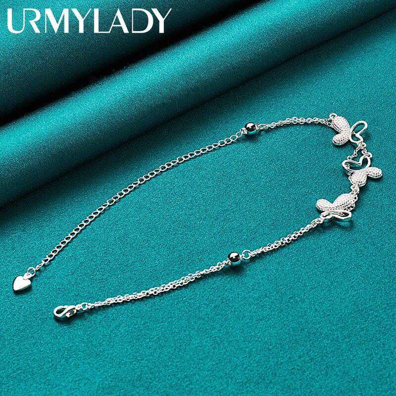URMYLADY 925 Sterling Silver Butterfly Bracelet For Women Wedding Engagement Fashion Jewelry Z260313