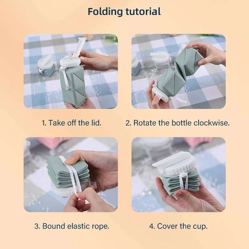 650ml Rainbow Folding Cup New Sports Outdoors Portable Travel Silicone Water Bottle Fitness Kettle Straw Cups Z260313