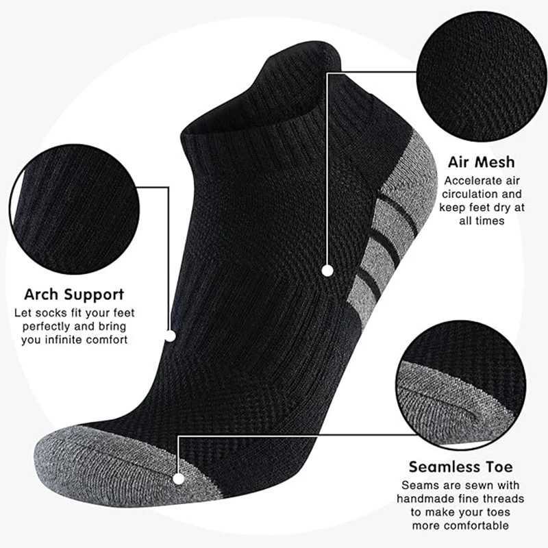 6/12 Pairs Mens Ankle Socks Professional Sports Cycling Socks Breathable Casual Soft Outdoor Athletic Running Short Socks D260313