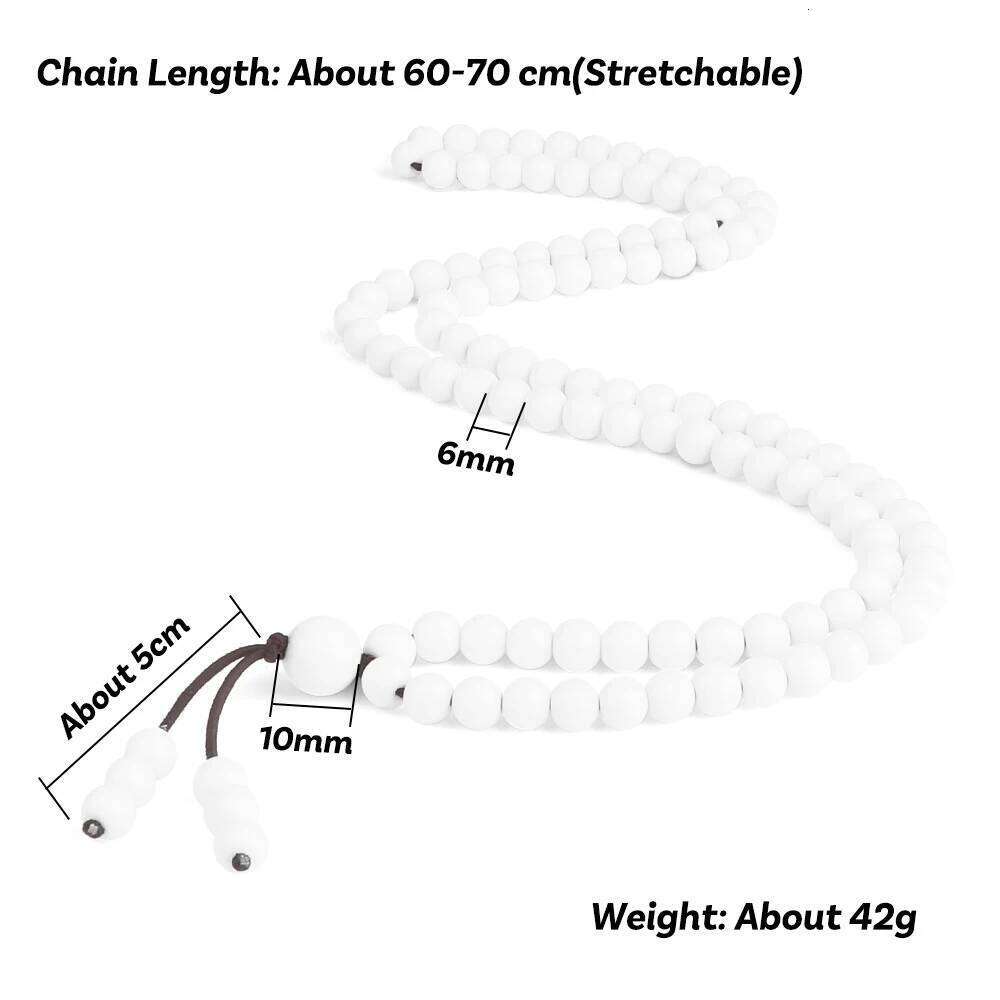 6mm White Porcelain Beaded Necklace 108 Japamala Beads Natural Stone Handmade Men Fashion Yoga Meditation Jewelry Gifts H260312