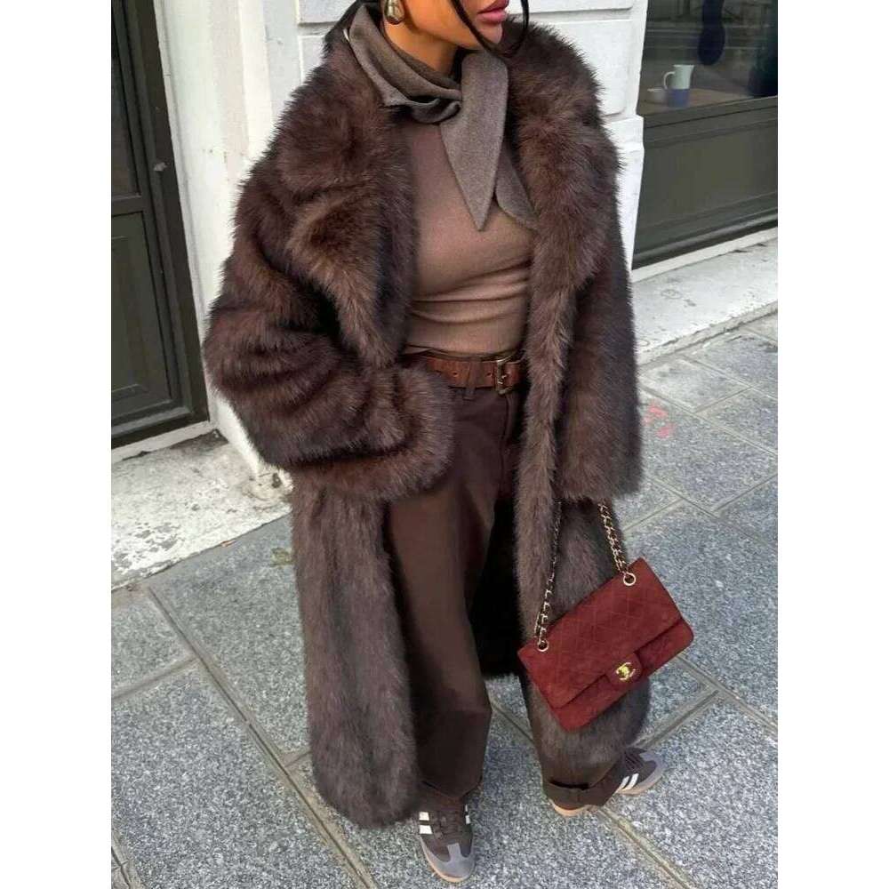 2025 New Autumn Winter Top Clothing Women Fashion Thickened Warm Faux Coat Female Long Lapel Fake Fur Jakcet Lady Ourterwear Z260313