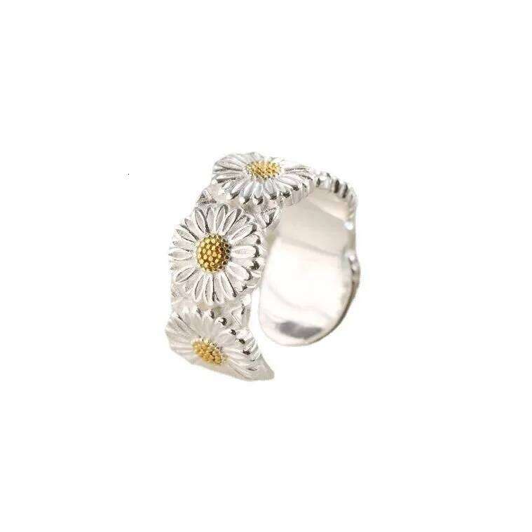 925 Sterling Silver Rings For Women Flower Simple Minimalist Open Finger Ring Fashion Band Female Bijoux Gift H260312