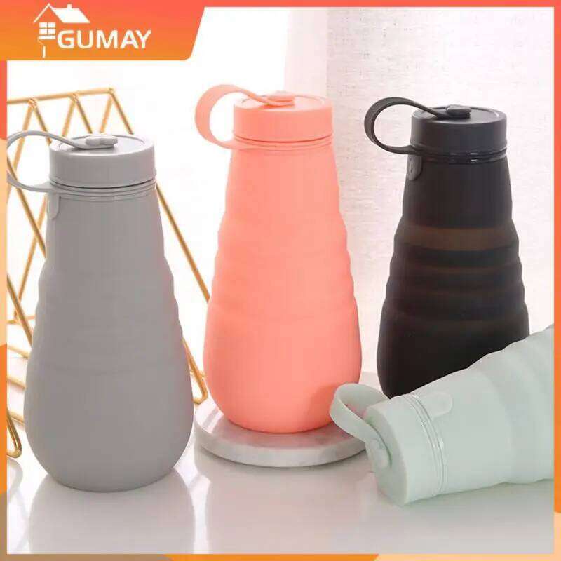 500ml Portable Retractable Silicone Cups Foldable Collapsible Water Bottle Outdoor Travel Drinking Cup For Camping Drinkware Z260313