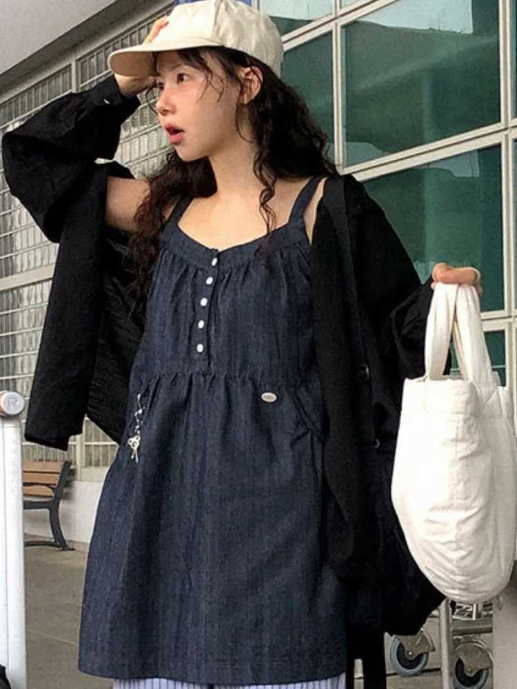 Korean Sle ort Denim Overalls Womens Faionable Summer Dr Vest Dr No Brand Commute Sle 00 Other MaterialT260314