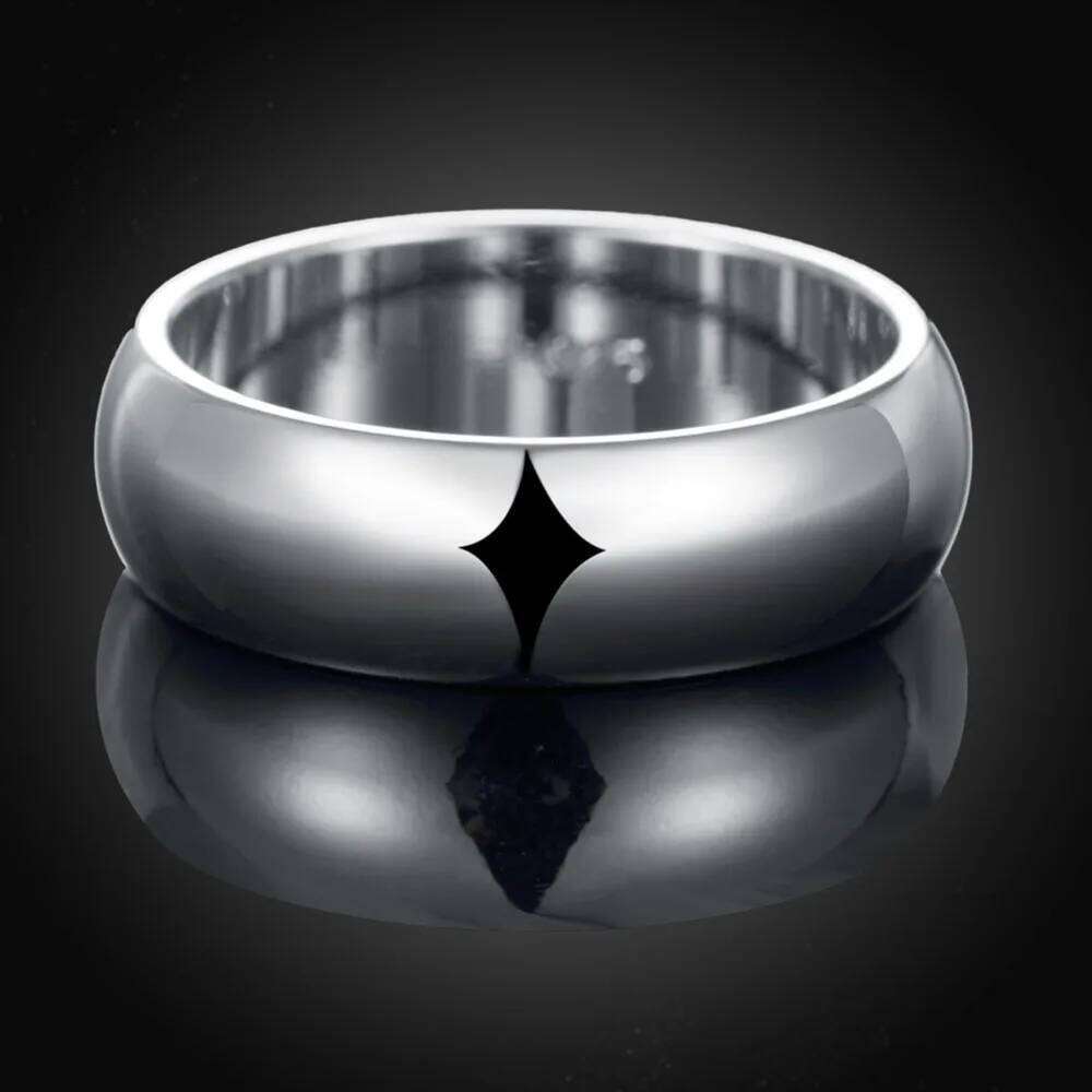 High Quality 925 Sterling Silver Fashion Simple Round Circle Rings For Women Party Jewelry Size 5 6 7 8 9 10 H260312