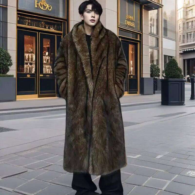 2025 Good Quality Winter Warm Faux Imitation Fox Overcoat Man Woman Outdoor Thicken Windproof Warmer Long Fur Coat Z260313