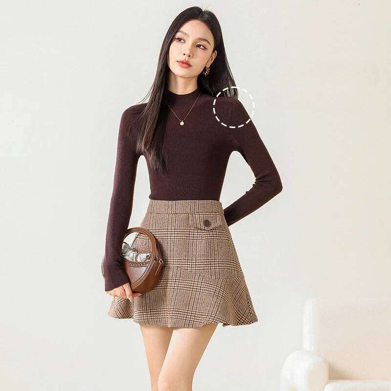 Wool Seamless Integrated Sweatwe Knit Base Shirt, Spring and Autumn Thin Slim Women's Top Z260313