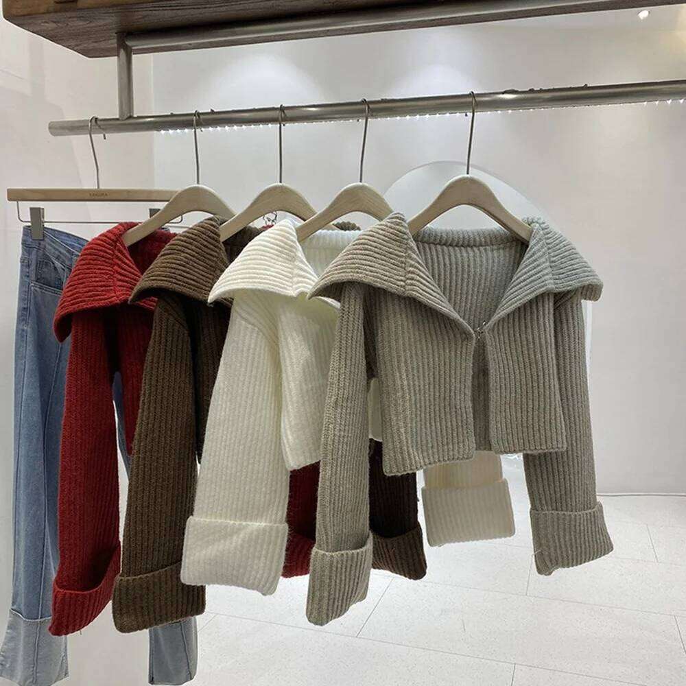Thickened Knitted Cardigan One Button Spring Autumn New Korean Edition Versatile Fashion Western Style Short Sweater Women's Top Z260313