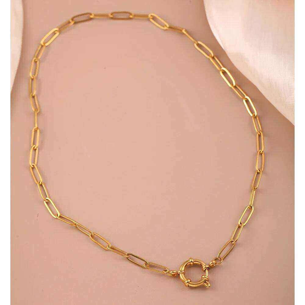 Choker neck Golden Stainless Steel Large Cross Chain Fashionable and Simple Jewelry Necklace 2025 Women's Trend H260312