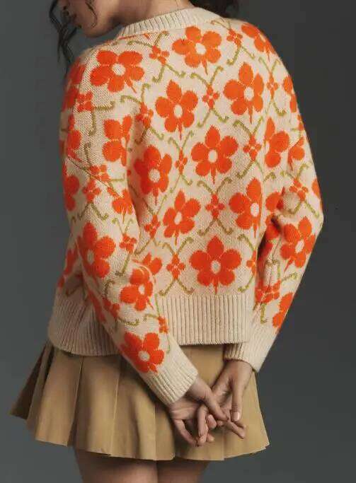 Flower Jacquard Autumn and Winter Women's Sweater Elegant Button Long Sleeved Knitted Cardigan Jacket Z260313