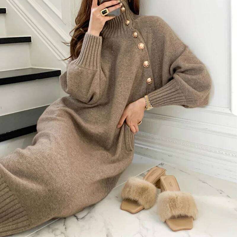 2024 Autumn/Winter New Style Fashionable, Casual, Elegant with Coat Inner Sweater Long Cross Knee Base Knitted Women Z260313