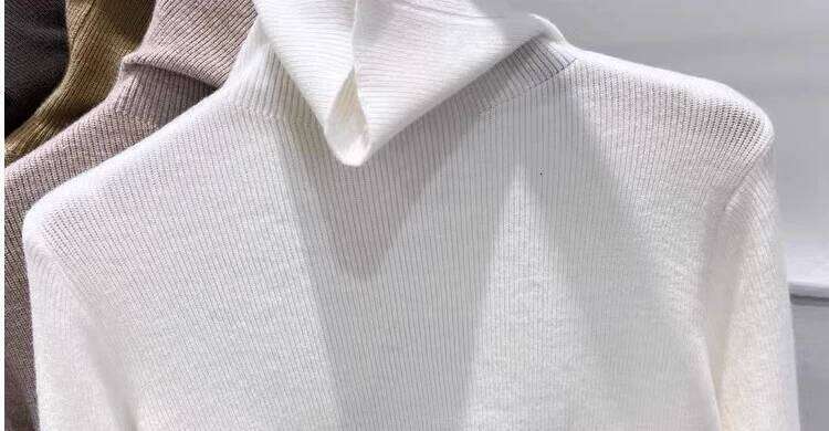 Knitted Pullovers New Long Sleeve Turtleneck White Knit Sweater Pullover Women Tops Sweaters Sueters De Mujer Q992 Z260313