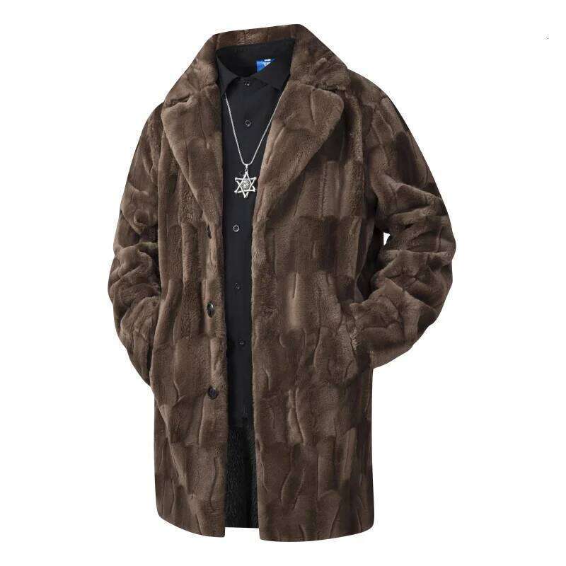 Cross border exclusive cotton coat with extended and thickened new suit collar, fur coat, men's long imitation mink Z260313