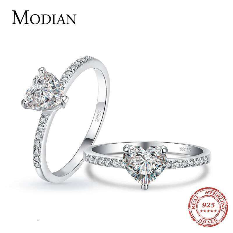 Modian Sparkling 925 Sterling Silver Heart 1CT Clear CZ Finger Rings For Women Classic Wedding Accessories Jewelry GIFT H260312