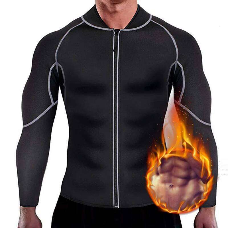 New Men Shapers Sauna Suit Neoprene Sweat Jacket Workout WeightLoss Long Sleeve Waist Body Shaper with Zipper Undershirt 26Y0313
