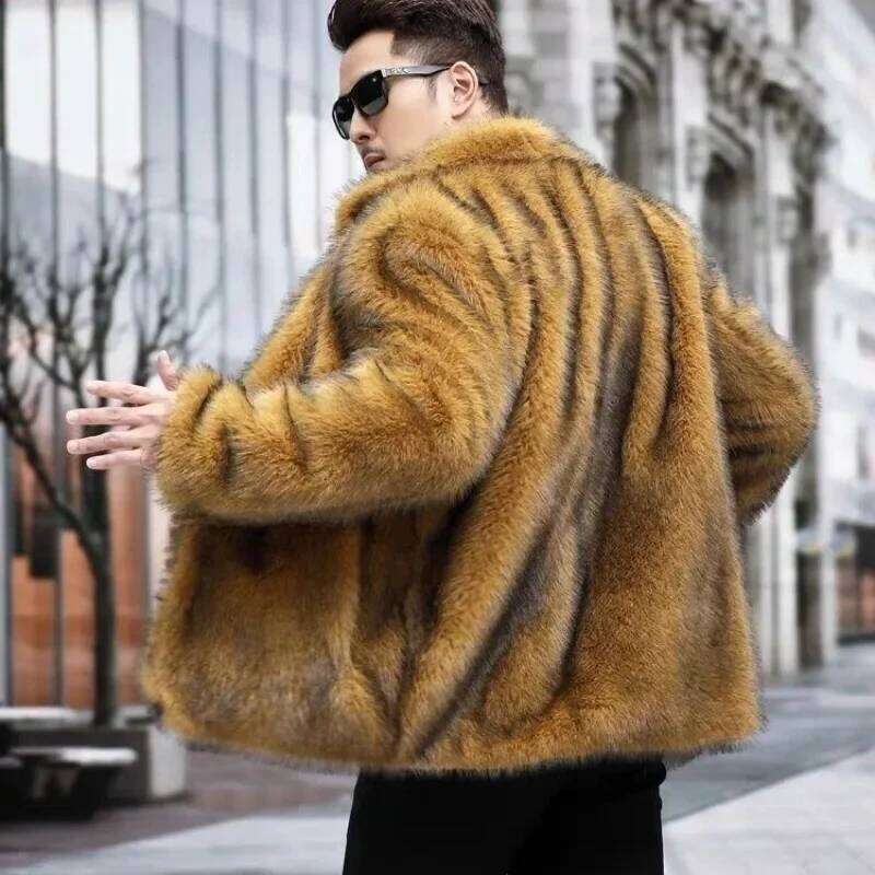 Men's Winter Tops Coat Faux Fur Mid-length Thickened Warm Vintage Comfortable Leisure Advanced Niche Versatile Skinny JJ977 Z260313