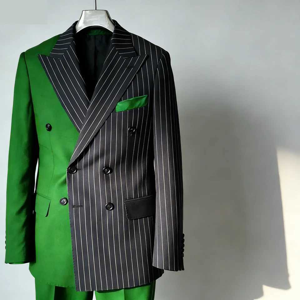 Mens Slim Fit 2-Piece Tuxedo Set Wedding Groomsmen Smoking Suit with Peak Lapel Double Breasted Blazer And Pants for Dance Prom M260313